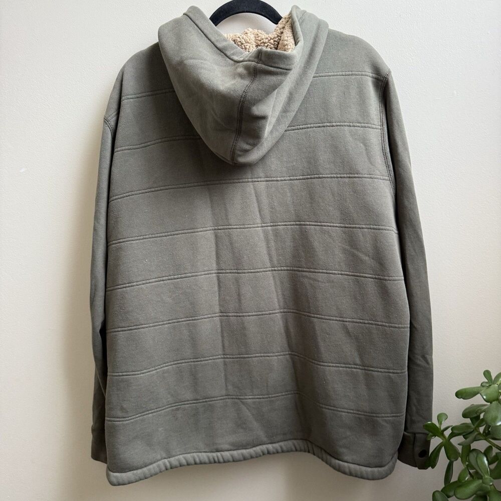The North Face Mens Sherpa Lined Hoodie Jacket Olive Green Zip Snap Size XL - Picture 5 of 9
